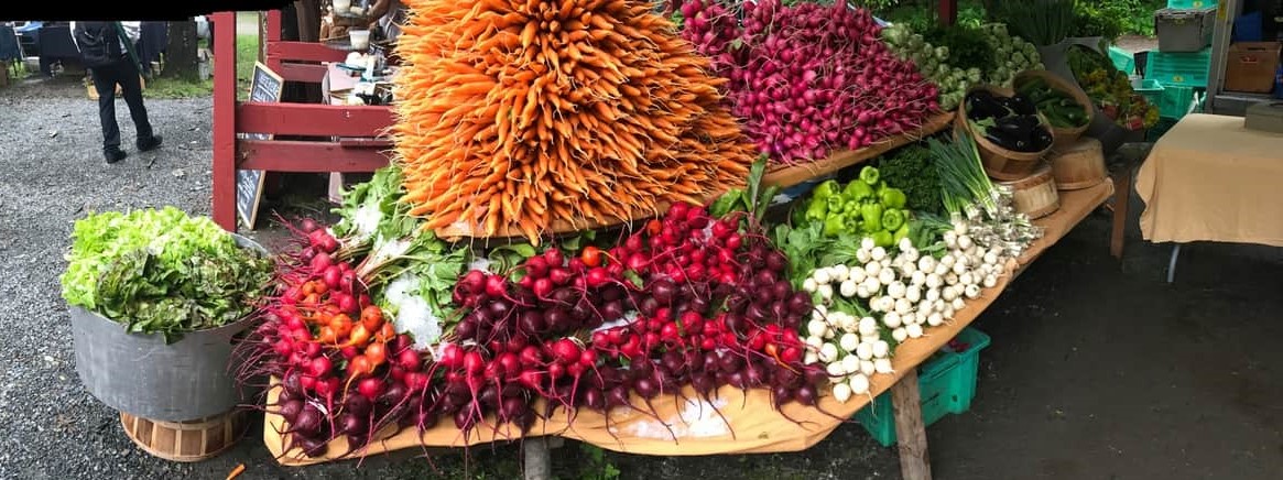 Our produce at the Brattleboro farmers market.